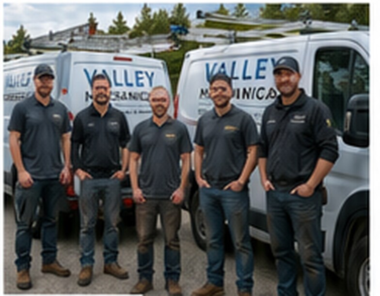 The Sample Mechanical Co. crew standing in front of their service vans