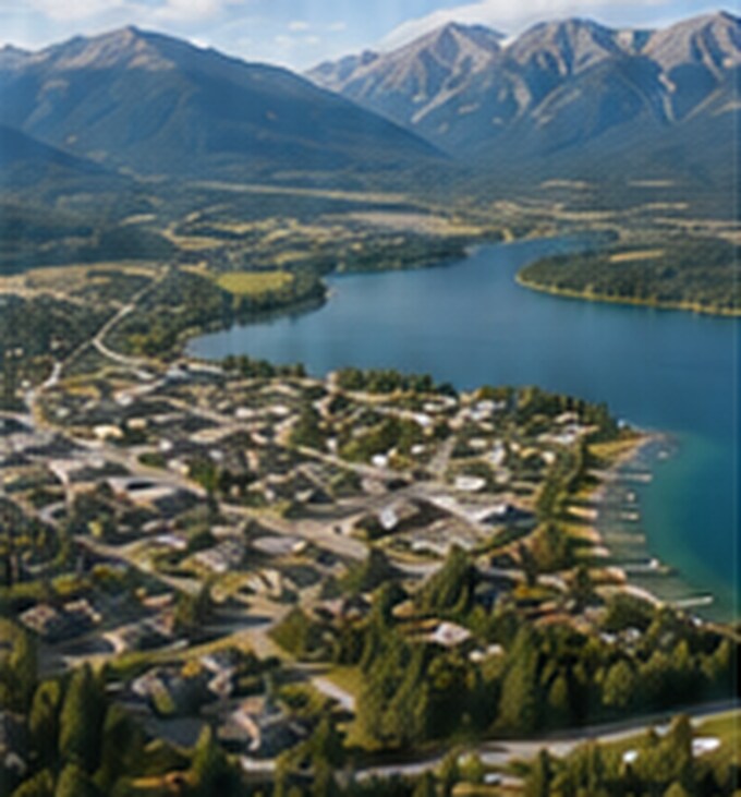 An aerial view of Fernie and the Elk River